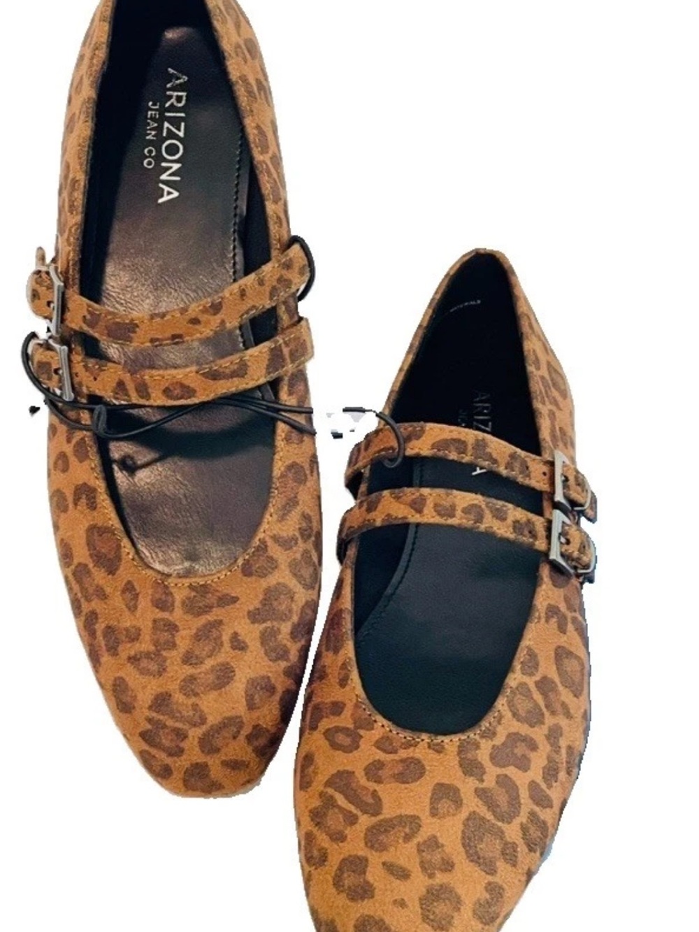 New! Arizona Cheetah Leopard Print Mary Jane Shoes W/ Double Straps Size 9 Flats